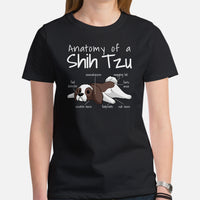 Shih Tzu Dog Themed Clothes & Attire - Canine Tee Shirt For Humans - Gifts for Dog Moms, Dads & Lovers - Anatomy Of A Shih Tzu T-Shirt - Black, Women