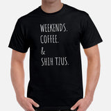 Shih Tzu Dog Themed Clothes & Attire - Canine Tee Shirts For Humans - Gifts for Dog Lovers - Weekends, Coffee And Shih Tzus T-Shirt - Black, Men