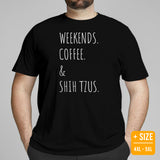 Shih Tzu Dog Themed Clothes & Attire - Canine Tee Shirts For Humans - Gifts for Dog Lovers - Weekends, Coffee And Shih Tzus T-Shirt - Black, Plus Size