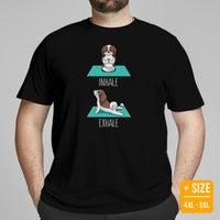 Shih Tzu Dog Themed Clothes & Attire - Canine Tee Shirts & Outfit For Humans - Gifts for Dog Lovers - Inhale Exhale Yoga Pose T-Shirt - Black, Plus Size