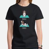 Shih Tzu Dog Themed Clothes & Attire - Canine Tee Shirts & Outfit For Humans - Gifts for Dog Lovers - Inhale Exhale Yoga Pose T-Shirt - Black, Women