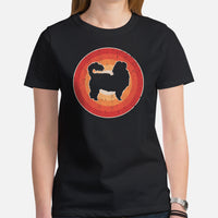 Shih Tzu Dog Themed Clothes & Attire - Canine Tee Shirts, Outfit For Humans - Gifts for Dog Moms, Dads & Lovers - Retro Sunset T-Shirt - Black, Women