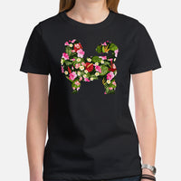 Shih Tzu Dog Themed Clothes & Attire - Canine Tee Shirts & Outfit For Humans - Gifts for Dog Moms & Lovers - Tropical Floral T-Shirt - Black, Women