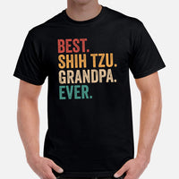 Shih Tzu Dog Themed Clothes & Attire - Funny Canine Tee Shirt For Humans - Gifts for Dog Lovers - Best Shih Tzu Grandpa Ever T-Shirt - Black, Men