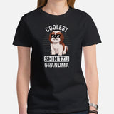 Shih Tzu Dog Themed Clothes & Attire - Funny Canine Tee Shirt For Humans - Gifts for Dog Lovers - Coolest Shih Tzu Grandma T-Shirt - Black, Women