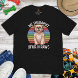 Shih Tzu Dog Themed Clothes & Attire - Funny Canine Tee Shirt For Humans - Gifts for Dog Lovers - My Therapist Has Fur And Paws T-Shirt - Black