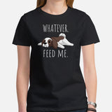 Shih Tzu Dog Themed Clothes & Attire - Funny Canine Tee Shirt For Humans - Gifts for Dog Moms, Dads & Lovers - Feed Me Whatever T-Shirt - Black, Women