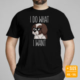 Shih Tzu Dog Themed Clothes & Attire - Funny Canine Tee Shirt For Humans - Gifts for Dog Moms, Dads & Lovers - I Do What I Want T-Shirt - Black, Plus Size