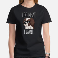 Shih Tzu Dog Themed Clothes & Attire - Funny Canine Tee Shirt For Humans - Gifts for Dog Moms, Dads & Lovers - I Do What I Want T-Shirt - Black, Women