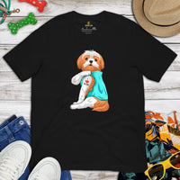 Shih Tzu Dog Themed Clothes & Attire - Funny Canine Tee Shirt & Outfit For Humans - Gifts for Dog Moms & Lovers - I Love Mom T-Shirt - Black