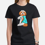 Shih Tzu Dog Themed Clothes & Attire - Funny Canine Tee Shirt & Outfit For Humans - Gifts for Dog Moms & Lovers - I Love Mom T-Shirt - Black, Women