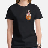 Shih Tzu Dog Themed Clothes & Attire - Funny Canine Tee Shirts & Outfit For Humans - Gifts for Dog Lovers - Cute Dog In Pocket T-Shirt - Black, Women