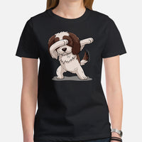 Shih Tzu Dog Themed Clothes & Attire - Funny Canine Tee Shirts & Outfit For Humans - Gifts for Dog Lovers - Shih Tzu Dabbing T-Shirt - Black, Women