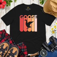 Hunting Shirt - Presents, Gift Ideas for Bird Lovers, Hunters, Birdwatchers, Birders - Silly Goose & Duck Shirt - Retro Goose T-Shirt - Black