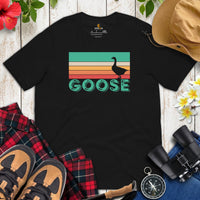 Upland Hunting Shirt - Presents, Gift Ideas for Bird Lovers, Hunters, Birdwatchers, Birders - Silly Goose & Duck Shirt - Retro Goose Tee - Black