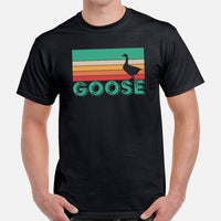 Silly Goose Retro Aesthetic T-shirt - Mallard, Widgeon, Geese Shirt - Cottagecore, Farmcore Tee for Granola Girl & Guy, Goose Lovers - Black, Men