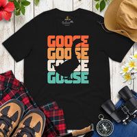 Hunting Shirt - Presents, Gift Ideas for Bird Lovers, Hunters, Birdwatchers, Birders - Silly Goose & Duck Shirt - 80s Retro Goose T-Shirt - Black