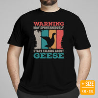 Hunting Shirt - Gifts for Bird Lovers, Hunters, Birdwatchers, Birders - Silly Goose & Duck Shirt - May Start Talking About Geese T-Shirt - Black, Large Size for Overweight
