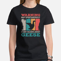 Hunting Shirt - Gifts for Bird Lovers, Hunters, Birdwatchers, Birders - Silly Goose & Duck Shirt - May Start Talking About Geese T-Shirt - Black, Women