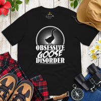 Upland Hunting Shirt - Gifts for Bird Lovers, Hunters, Birdwatchers, Birders - Silly Goose & Duck Shirt - Obsessive Goose Disorder T-Shirt - Black