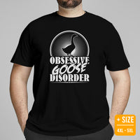 Upland Hunting Shirt - Gifts for Bird Lovers, Hunters, Birdwatchers, Birders - Silly Goose & Duck Shirt - Obsessive Goose Disorder T-Shirt - Black, Large Size for Overweight