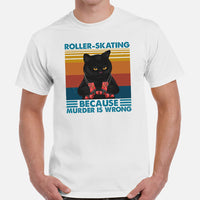 Skate Streetwear Outfit, Attire - Roller Skating Shirt, Wear, Clothing - Gifts for Skaters - Roller Skating Because Murder Is Wrong Tee - White, Men