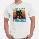 Skate Streetwear Outfit, Attire - Roller Skating Shirt, Wear - Gifts for Skaters - Roller Skating & Coffee Because Murder Is Wrong Tee - White, Men