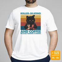 Skate Streetwear Outfit, Attire - Roller Skating Shirt, Wear - Gifts for Skaters - Roller Skating & Coffee Because Murder Is Wrong Tee - White, Plus Size