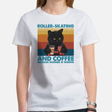 Skate Streetwear Outfit, Attire - Roller Skating Shirt, Wear - Gifts for Skaters - Roller Skating & Coffee Because Murder Is Wrong Tee - White, Women