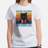 Skate Streetwear Outfit, Attire - Skating Shirt, Wear - Gifts for Skaters - Roller Skating And Bubble Tea Because Murder Is Wrong Tee - White, Women