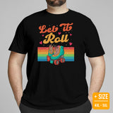 Skate Streetwear & Urban Outfit, Attire - Roller Skating Shirt, Wear, Clothing - Gifts for Skaters - Vintage Let It Roll Tee - Black, Plus Size
