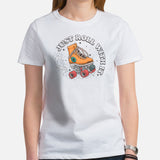 Skate Streetwear & Urban Outfit, Attire - Roller Skating Shirt, Wear - Gifts for Skaters - Funny Just Roll With It Tee - White, Women
