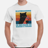 Skateboard Streetwear Outfit, Attire - Skate Shirt, Wear, Clothes - Gifts for Skateboarders - Skateboarding Because Murder Is Wrong Tee - White, Men
