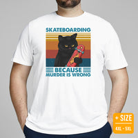 Skateboard Streetwear Outfit, Attire - Skate Shirt, Wear, Clothes - Gifts for Skateboarders - Skateboarding Because Murder Is Wrong Tee - White, Plus Size