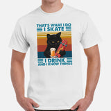 Skateboard Streetwear Outfit, Attire - Skate Shirt, Wear, Clothing - Presents for Skateboarders - I Skate I Drink And I Know Things Tee - White, Men