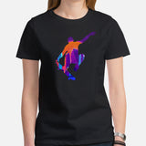 Skateboard Streetwear & Urban Outfit, Attire - Skate Shirt, Wear, Clothing - Gifts for Skateboarders - Vaporwave Skateboarding City Tee - Black, Women