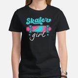 Skateboard Streetwear & Urban Outfit, Attire - Skate Shirt, Wear, Clothing - Gifts, Presents for Skateboarders - Skater Girl Tee - Black, Women