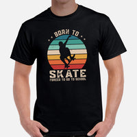 Skateboard Streetwear & Urban Outfit, Attire - Skate Shirt, Wear, Clothing - Ideal Gifts for Skateboarders - Retro Born To Skate Tee - Black, Men