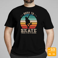 Skateboard Streetwear & Urban Outfit, Attire - Skate Shirt, Wear, Clothing - Ideal Gifts for Skateboarders - Retro Born To Skate Tee - Black, Plus Size