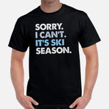 Skiing Shirt - Men's & Women's Snow Ski Attire, Wear, Clothes, Outfit - Gift Ideas for Skiers - Funny Sorry I Can't It's Ski Season Tee - Black, Men