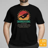 Skiing Shirt - Snowboarding Attire, Gear, Clothes, Outfit - Gift, Present Ideas for Snowboarders - Funny Snowboarding Definition Tee - Black, Plus Size