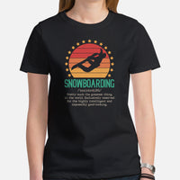 Skiing Shirt - Snowboarding Attire, Gear, Clothes, Outfit - Gift, Present Ideas for Snowboarders - Funny Snowboarding Definition Tee - Black, Women