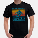 Skiing Shirt - Snowboarding Attire, Gear, Outfit - Gift Ideas for Snowboarders - No One Is Perfect Except A Dad With A Snow Board Tee - Black, Men