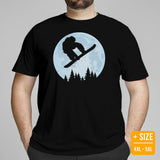 Skiing Shirt - Snowboarding Ski Attire, Gear, Clothes, Outfit - Gift, Present Ideas for Skiers, Snowboarders - Skiing Over The Moon Tee - Black, Plus Size