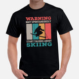 Skiing T-Shirt - Men's & Women's Snow Ski Attire, Wear, Clothes, Outfit - Gift Ideas for Skiers - May Start Talking About Skiing Tee - Black, Men
