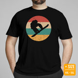 Skiing T-Shirt - Snowboarding Ski Attire, Gear, Clothes, Outfit - Present Ideas for Skiers, Snowboarders - 80s Retro Snowboarding Tee - Black, Plus Size
