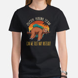 Sloth Hiking Team Shirt - Sloth Lover & Squad T-Shirt - Tree-Dwelling Mammal & Rainforest Creature Shirt - Zoo & Safari Shirt - Black, Women