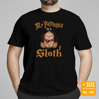 Sloth Lover & Squad T-Shirt - My Patronus Is A Sloth Shirt - Tree-Dwelling Mammal & Rainforest Creature Shirt - Zoo & Safari Shirt - Black, Plus Size