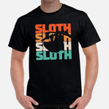 Sloth Lover & Squad T-Shirt - Sloths 80s Retro Aesthetic Shirt - Tree-Dwelling Mammal & Rainforest Creature Shirt - Zoo & Safari Shirt - Black, Men