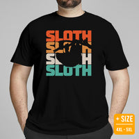 Sloth Lover & Squad T-Shirt - Sloths 80s Retro Aesthetic Shirt - Tree-Dwelling Mammal & Rainforest Creature Shirt - Zoo & Safari Shirt - Black, Plus Size